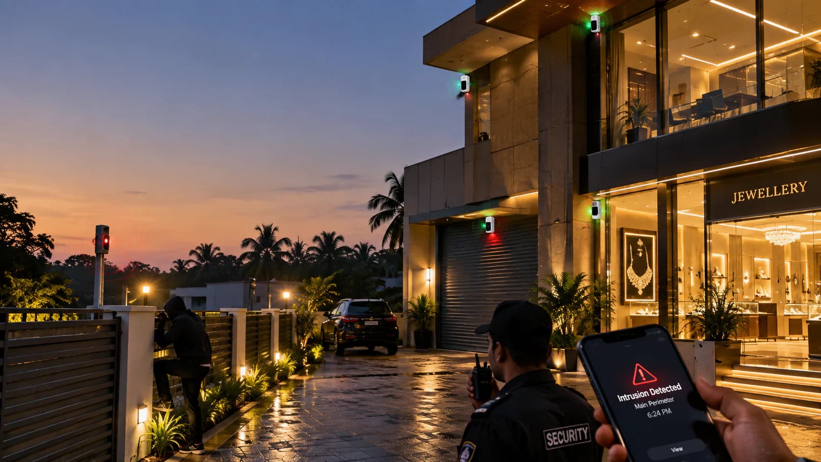Ultimate Secure active perimeter intrusion detection and real-time mobile alerting at luxury premises